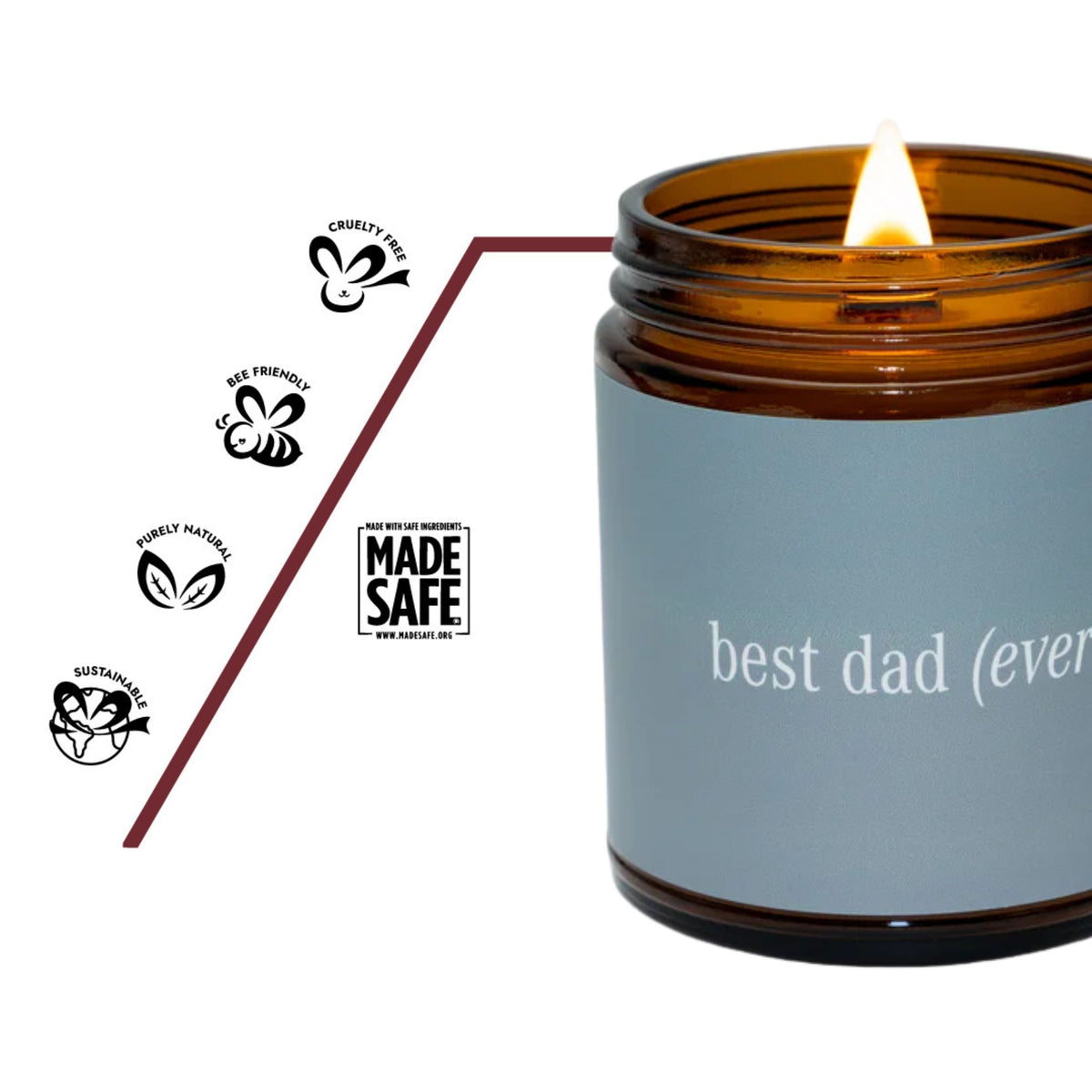 Best Dad Ever Duftkerze mit Zertifikaten für non-toxic und schadstofffreie Inhaltsstoffe