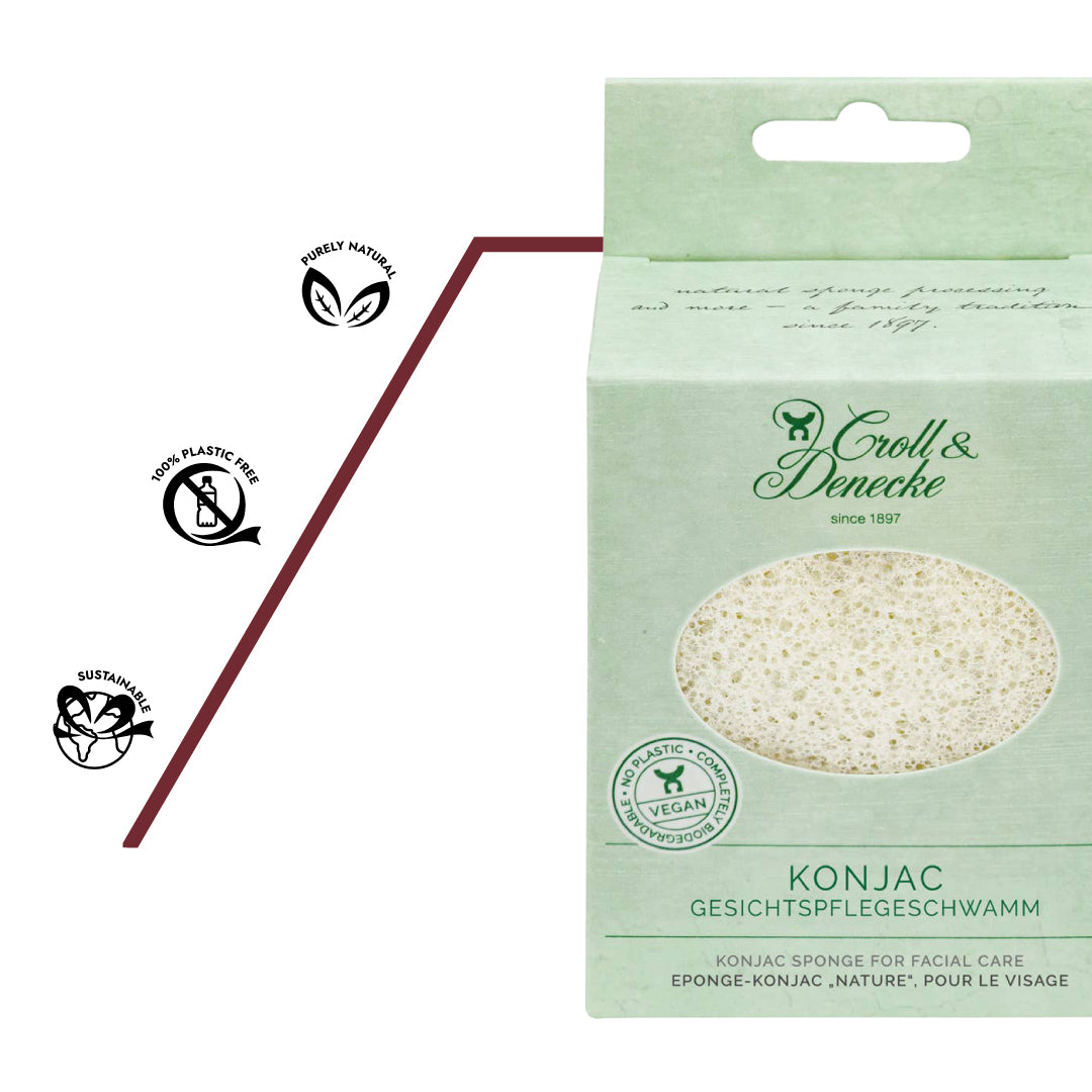 Zero-Waste Konjac Gesichtsschwamm – plastikfrei, biologisch abbaubar und ideal für nachhaltige Gesichtsreinigung.