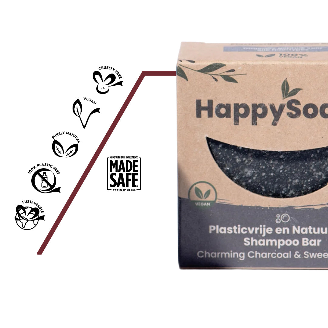Nachhaltige Shampoo-Seife mit milden Tensiden, Aktivkohle und Sandelholz – ideal fuer Zero-Waste-Haarpflege. Biologisch abbaubar & vegan.