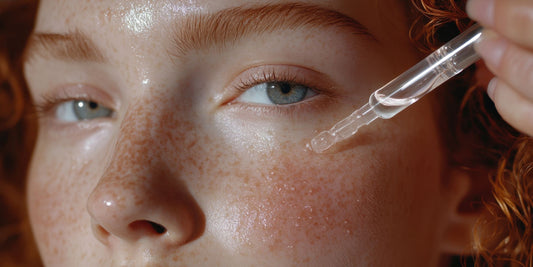 Frau trägt sanft Bio-Öl auf Gesicht und Haut auf