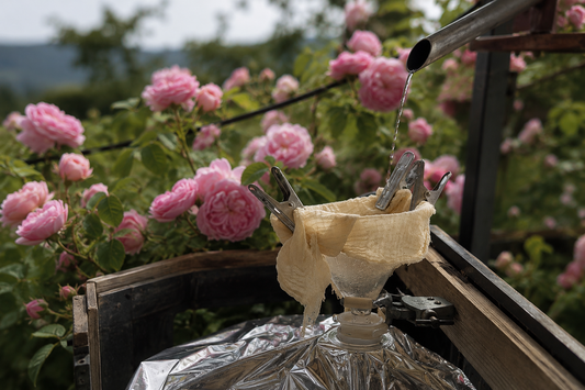 Destillationsprozess Rosenwasser  