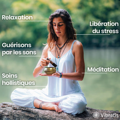 Tibetische Klangschale aus Bronze - blau