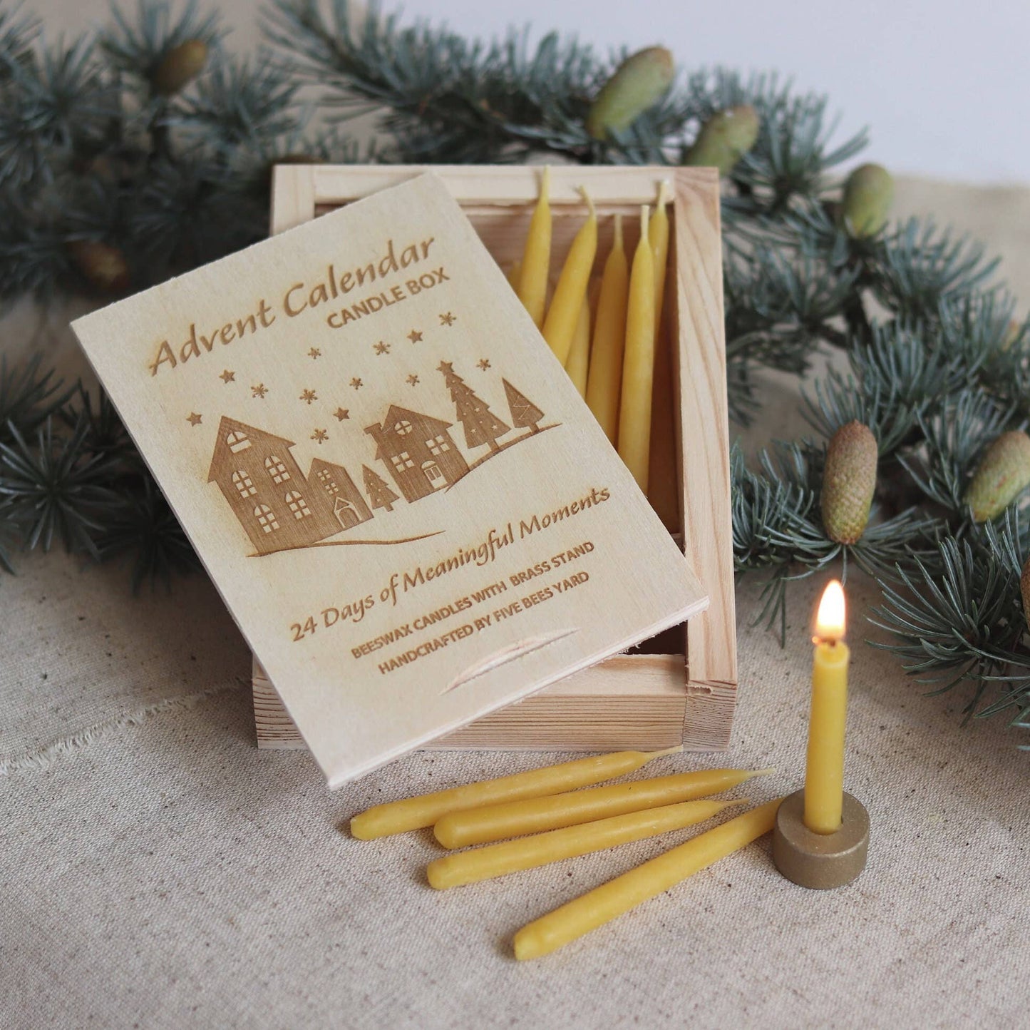 Adventskalender – 24 handgefertigte Bienenwachskerzen