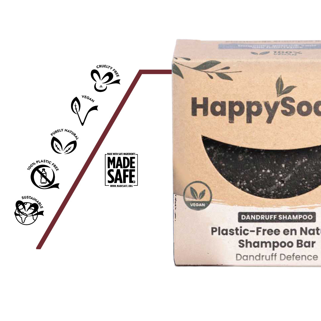 Natuerliche Anti-Schuppen Shampoo Bar, vegan und plastikfrei. Frei von Tierversuchen und synthetischen Tensiden für eine gesunde Umwelt.