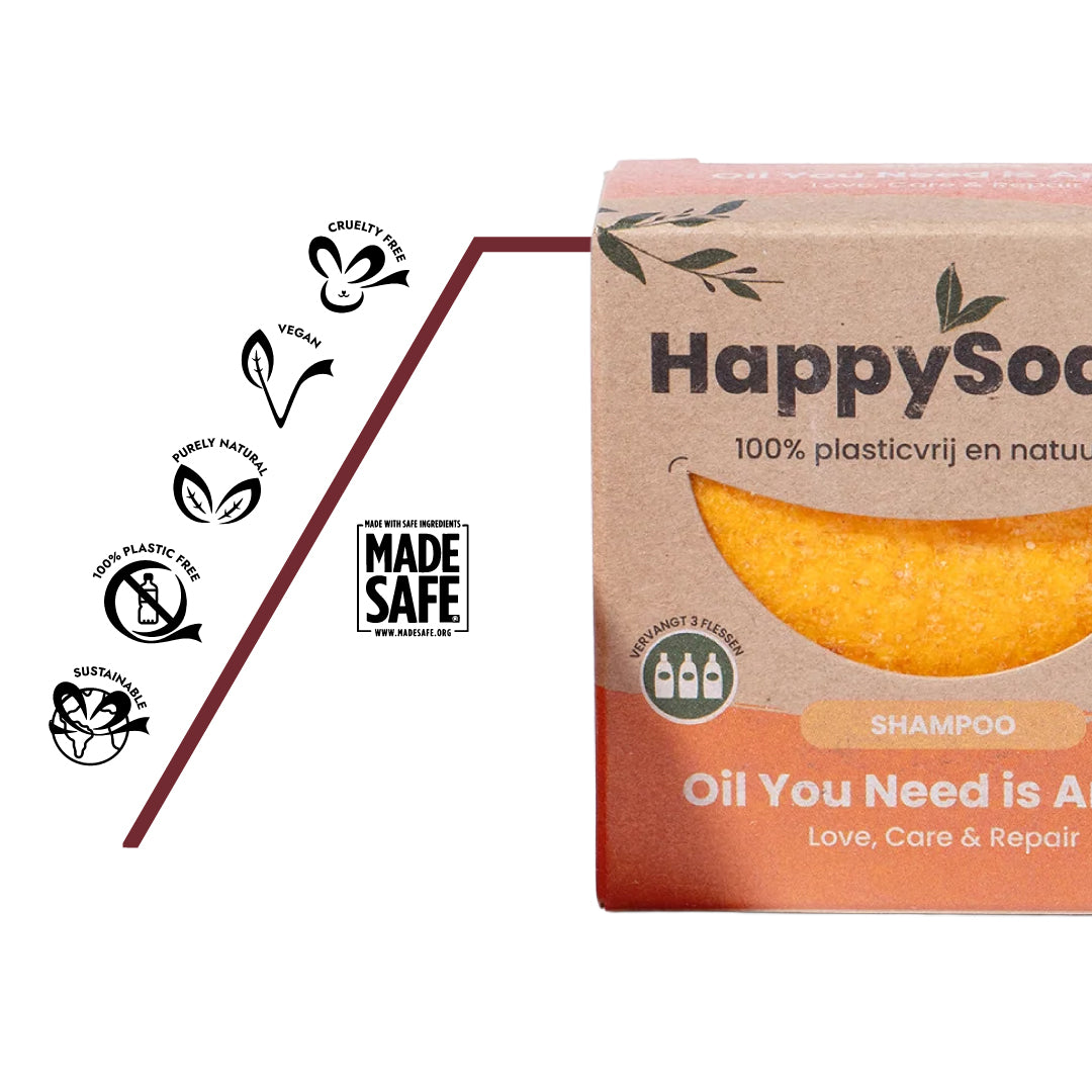 Festes Shampoo Seife mit Arganöl und hydrolysiertem Quinoa zur Staerkung und Pflege von Haar und Kopfhaut.Vegan, tierversuchsfrei und frei von Plastik. 