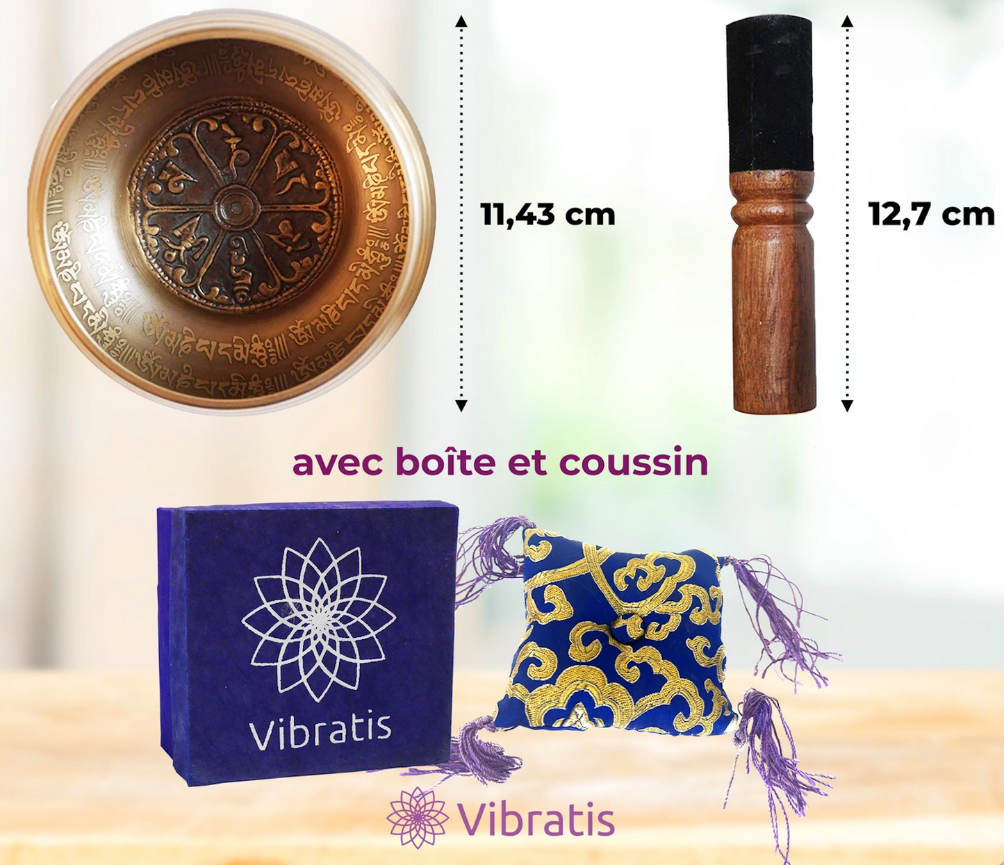 Tibetische Klangschale aus Bronze - blau