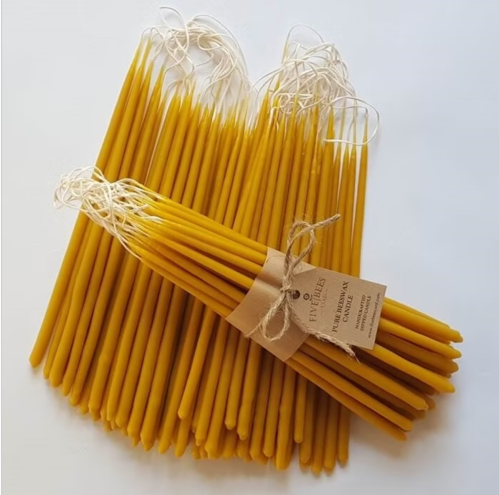 Lange dünne Bienenwachskerzen – 10er-Set