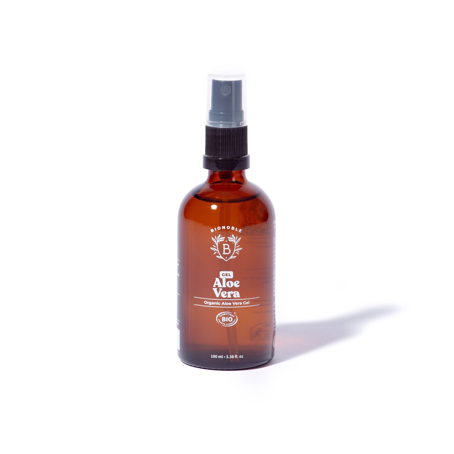 Kleine 100 ml Flasche Bio-Aloe-Vera-Gel mit Lavandin Grosso ätherischem Öl, naturrein und vegan