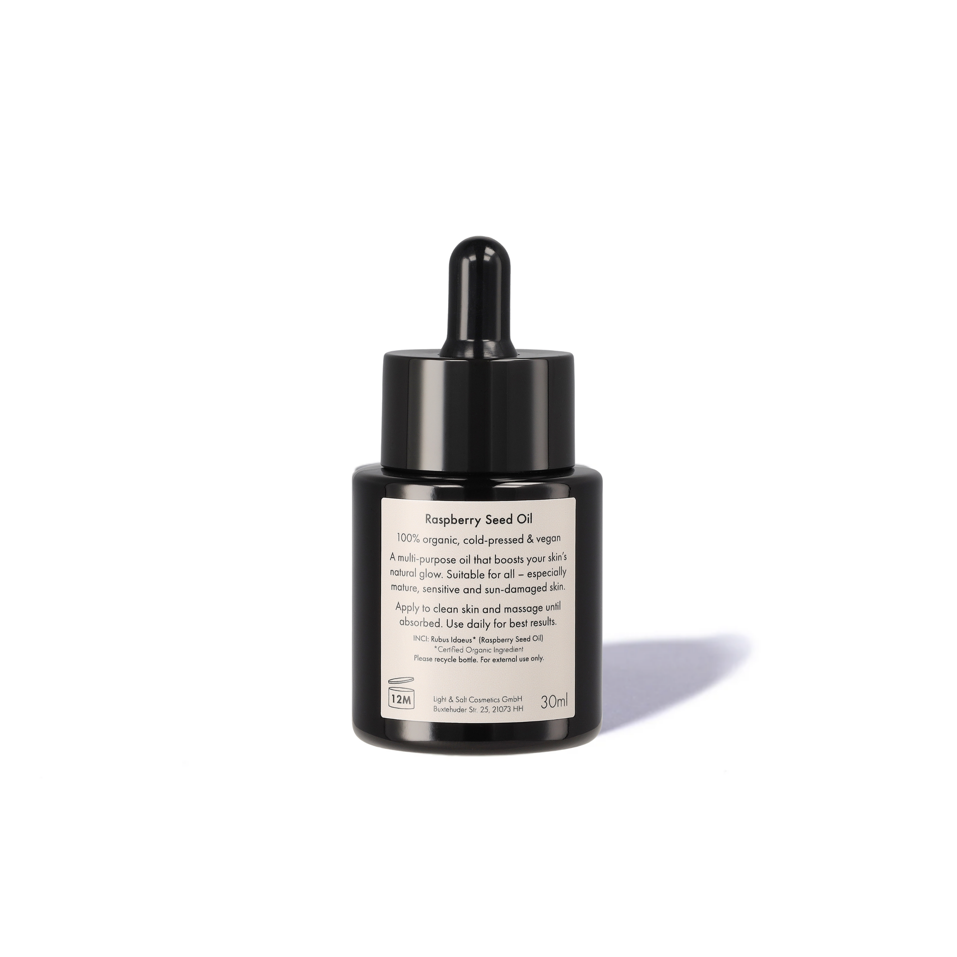 Leichtes Bio Himbeersamenöl – kaltgepresst, schnell einziehend, nicht fettend, naturrein
