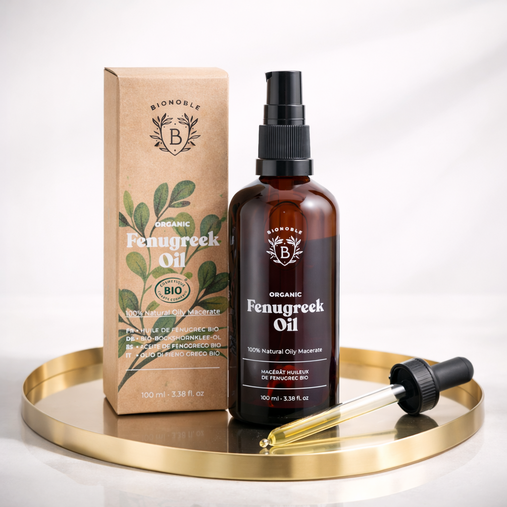 Bio Bockshornkleeöl 100 % naturrein, COSMOS ORGANIC zertifiziert, vegan & cruelty-free, ideal für Haut-, Haar- und Körperpflege.