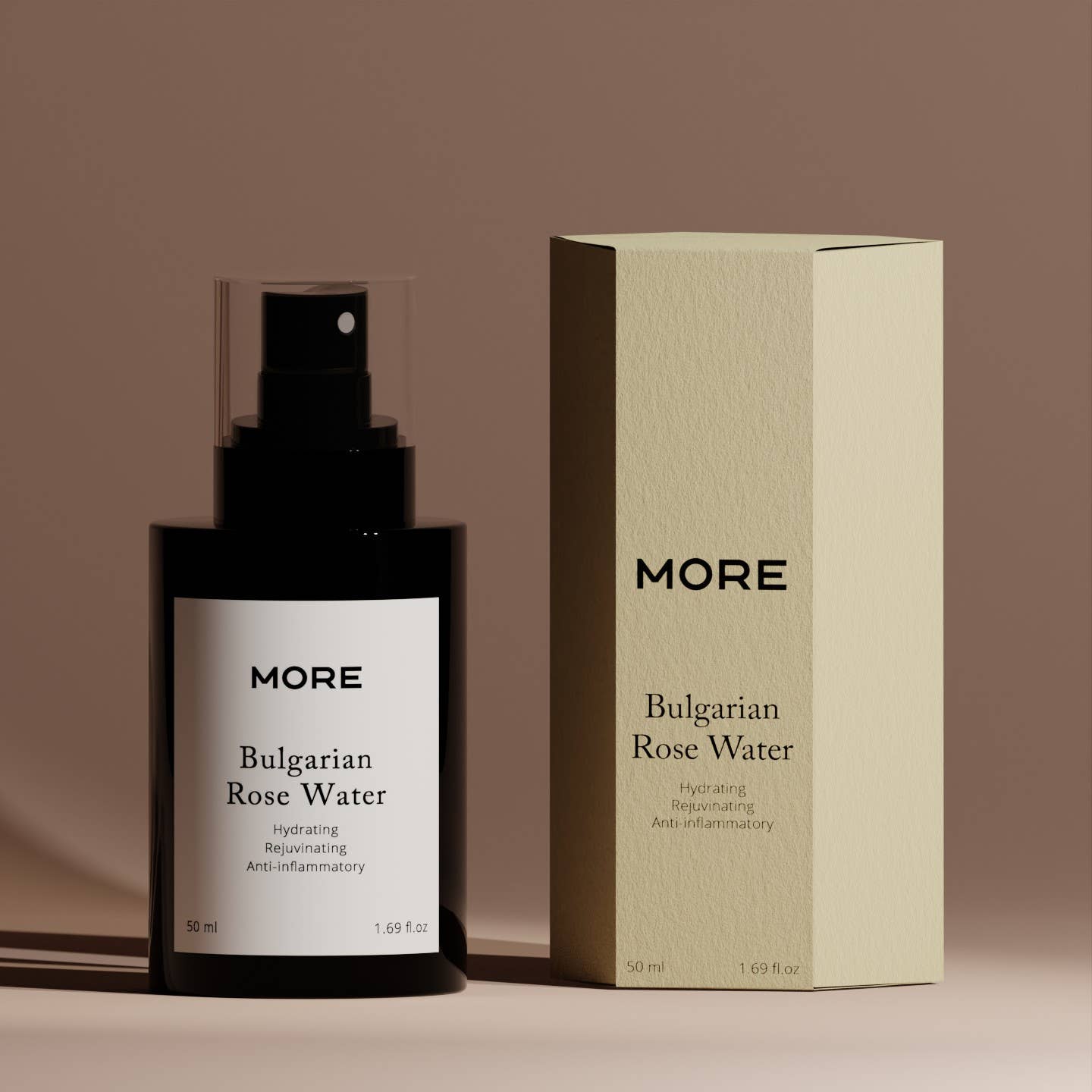 Bio-Rosenwasser in lichtgeschützter Glasflasche, nachhaltig und recycelbar, im Pappkarton ungebleicht