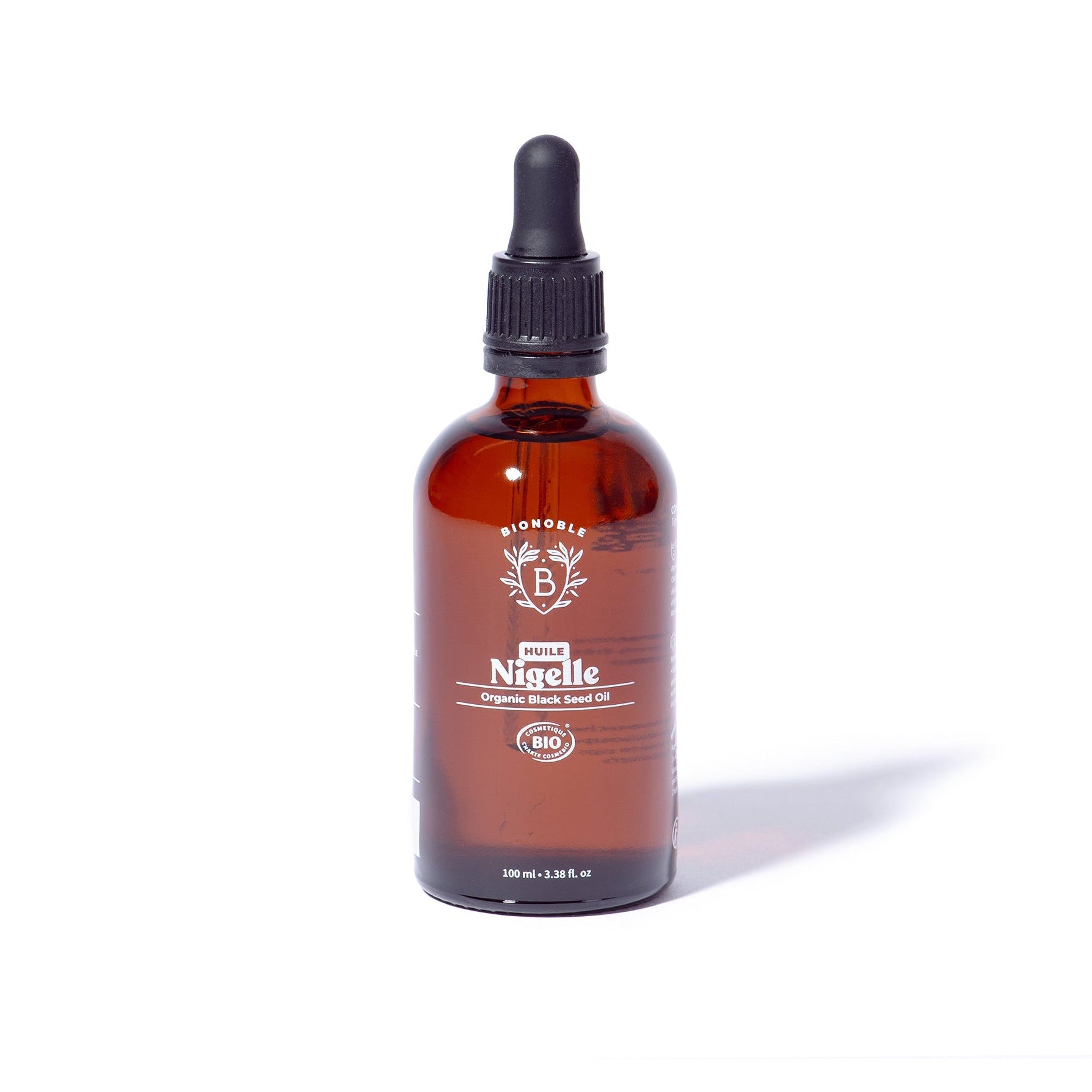 Flasche Bio Schwarzkümmelöl aus kontrolliert biologischem Anbau, kaltgepresst, naturrein und COSMOS ORGANIC zertifiziert