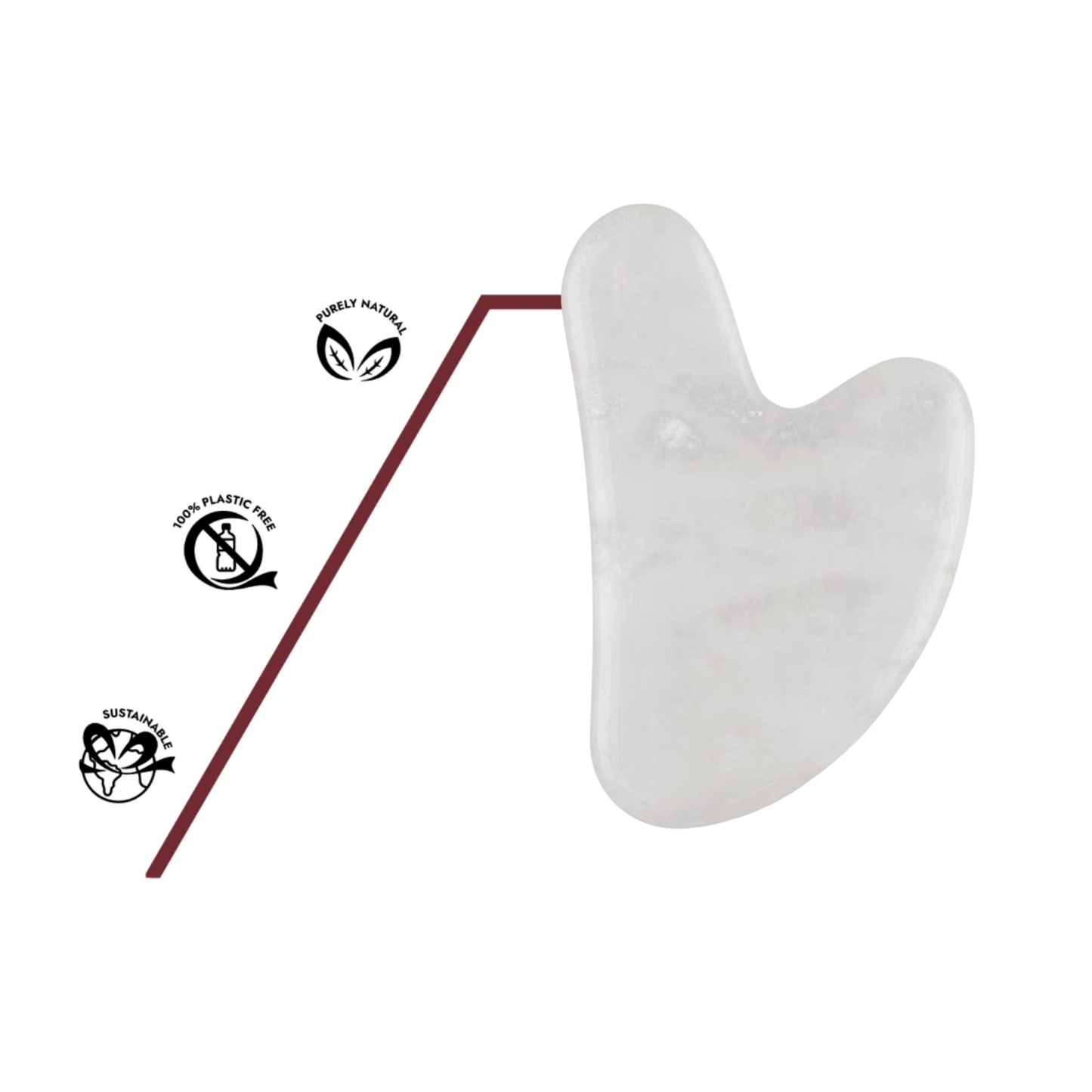 Weißer Quarz Gua Sha – sanftes Anti-Aging, reduziert Schwellungen, stimuliert Zellerneuerung und sorgt für straffes, konturiertes Hautbild.