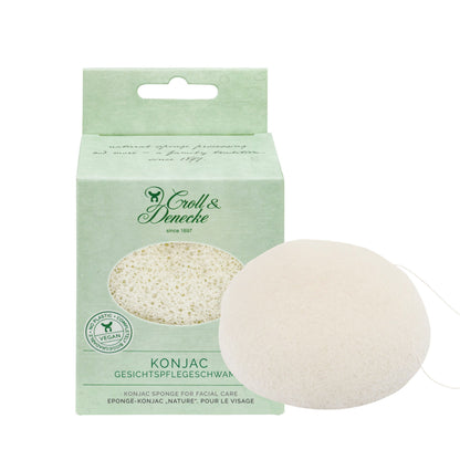 Konjac Gesichtsschwamm aus 100 % reiner Konjacwurzel – sanfte, natürliche Gesichtsreinigung für empfindliche Haut.

