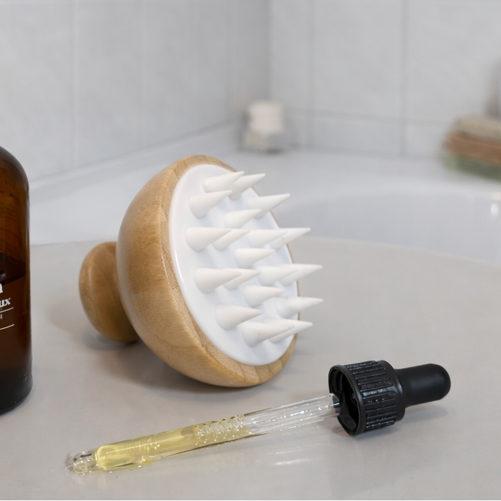 Natürliche Unterstützung von Haarwachstum. Für alle Haartypen geeignet: Haarwachstumsöl mit 13 Bio-Ölen und Kopfhaut-Massagebürste aus Bambus.
