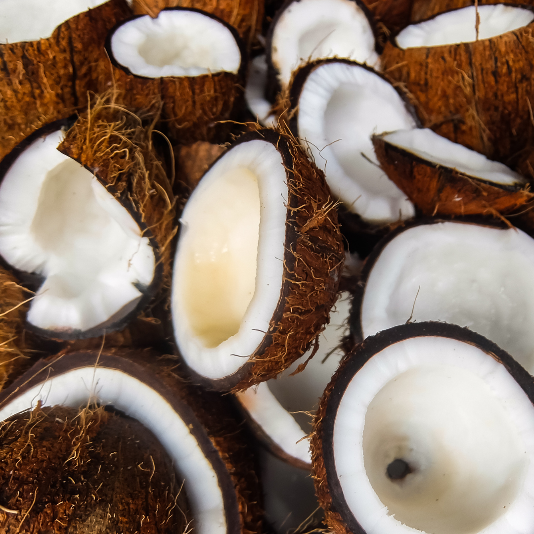 Entdecke den  Einsatz von Bio_kokosnuss in der Naturkosmetik für Seifen, Kerzen, Deos und Shea Butter Mixturen.