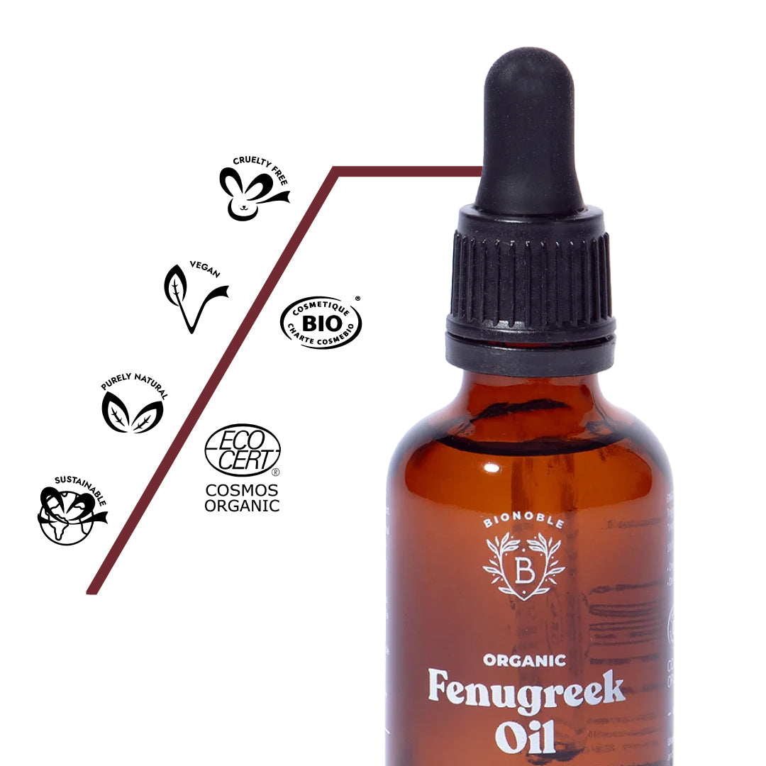 Bio Bockshornkleeöl 100 % naturrein, COSMOS ORGANIC zertifiziert, vegan & cruelty-free, ideal für Haut-, Haar- und Körperpflege.