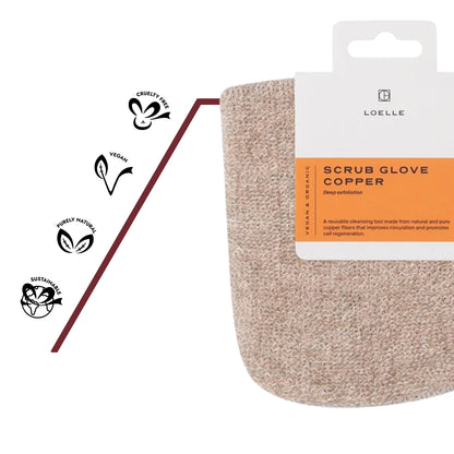 Tiefenreinigender Peeling-Handschuh aus Leinen, Baumwolle & Kupfer