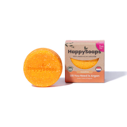 Oil You Need Argan Shampoo Bar mit Arganöl, Sheabutter und Kokosoel – vegane, palmölfreie Shampoo-Seife fuer sanfte Haarreinigung.