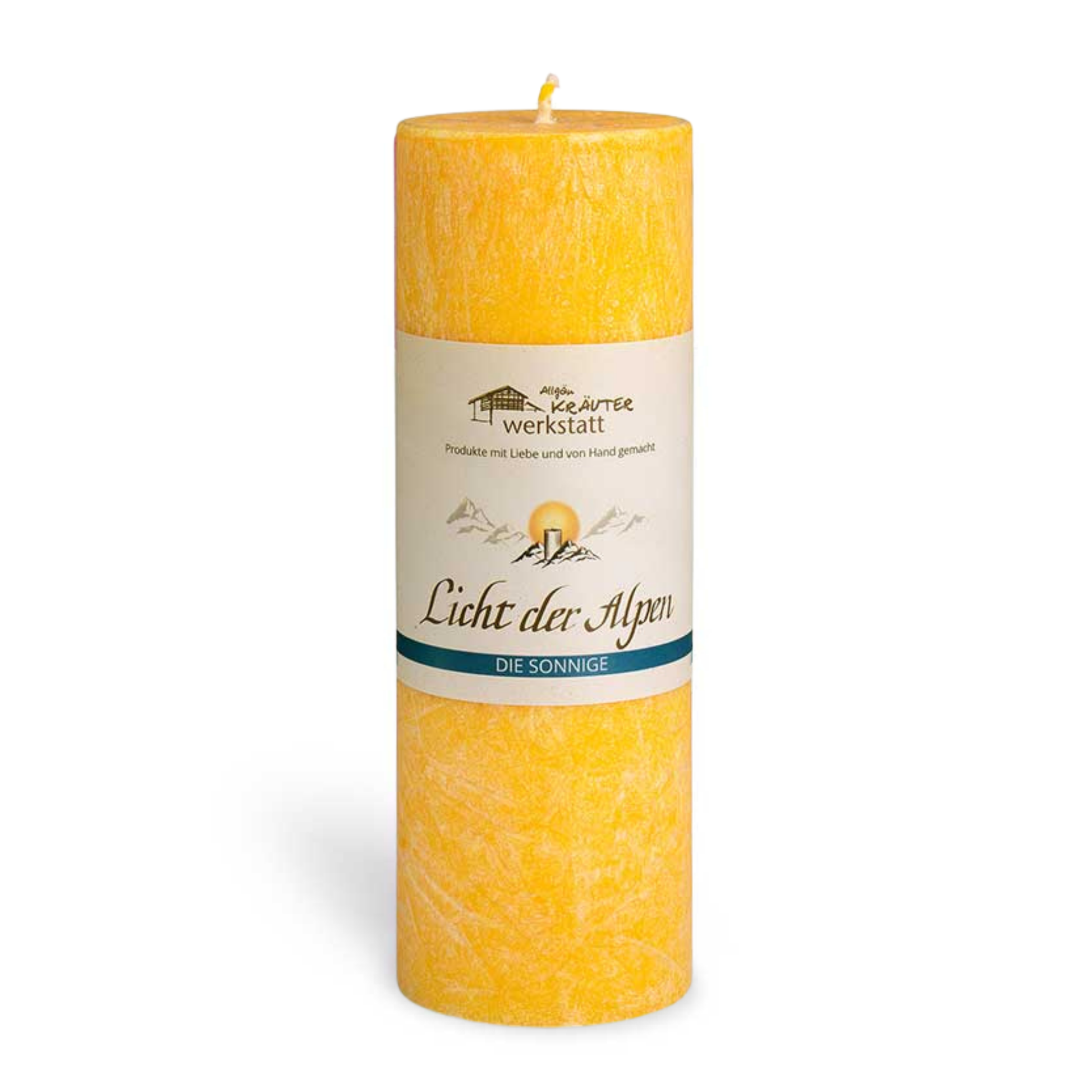 Aromakerze Licht der Alpen Die Sonnige Frontansicht, pflanzliche Duftkerze aus Oliven-Stearin, non-toxic