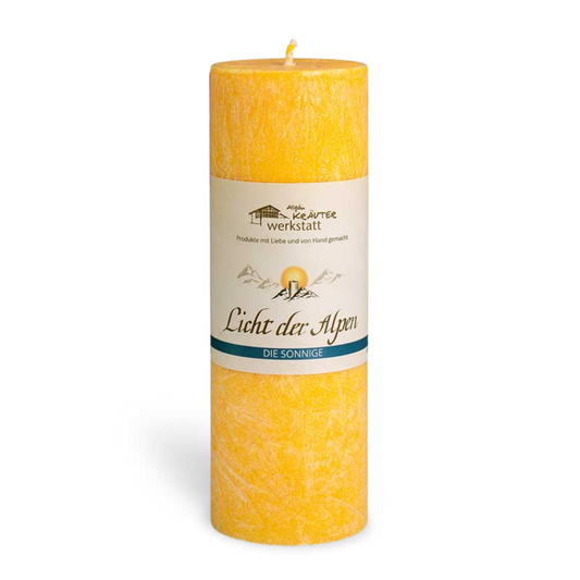 Aromakerze Licht der Alpen Die Sonnige Frontansicht, pflanzliche Duftkerze aus Oliven-Stearin, non-toxic