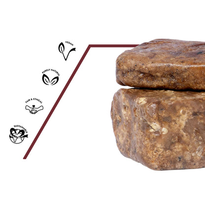 Handgemachten afrikanischen schwarzen Seife (african Black soap) mit 4 natürlichen Bio-Zutaten für sanfte Reinigung von Körper & Gesicht.