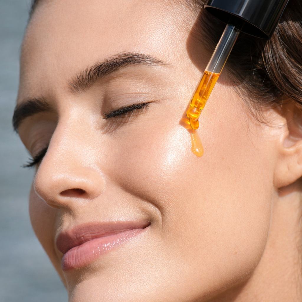 Bio Hagebuttenkernöl auf Gesicht, Hals und Dekolleté – regenerierendes Anti-Aging-Hautpflegeöl zur Minderung von feinen Linien, Falten und Pigmentflecken