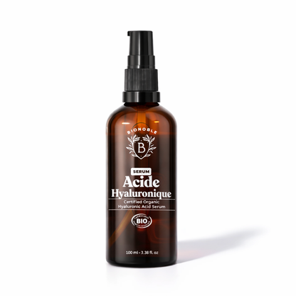Bio-Hyaluronserum für Gesicht, Hals und Dekolleté, vegan & naturrein. Cosmos Organic & dermatologisch getestet.