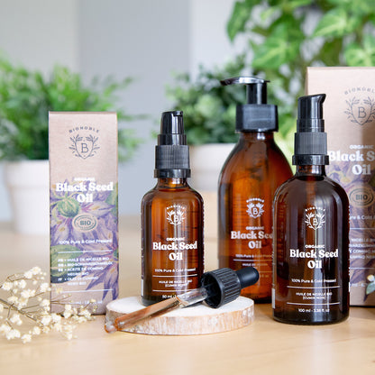 Bio Schwarzkümmelöl zur Pflege unreiner, entzündlicher Haut, nicht komedogen und porenfreundlich