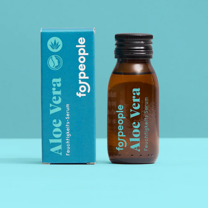 Bio Aloe Vera Serum 99,6 % im 50 ml Glas – Frontansicht, intensive Feuchtigkeit für Haut, Haare & Kopfhaut