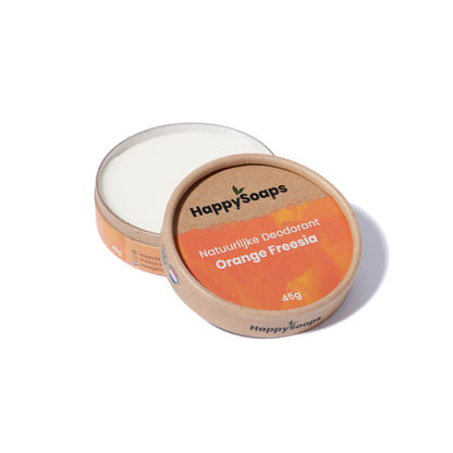Natürliches Deodorant – Orange & Freesia, veganes, handgemachtes Deo mit pflegendem Kokosöl, Sheabutter und erfrischendem Orangen-Freesia-Duft.