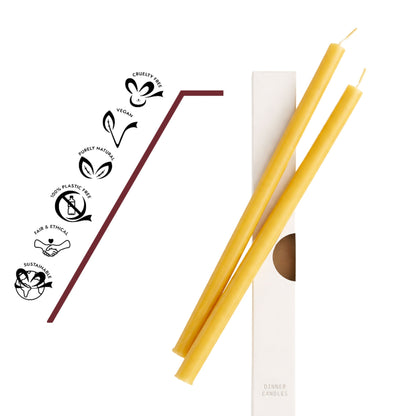 Dinnerkerzen aus reinem naturbelassenem Bienenwachs ohne Paraffin oder künstliche Zusätze