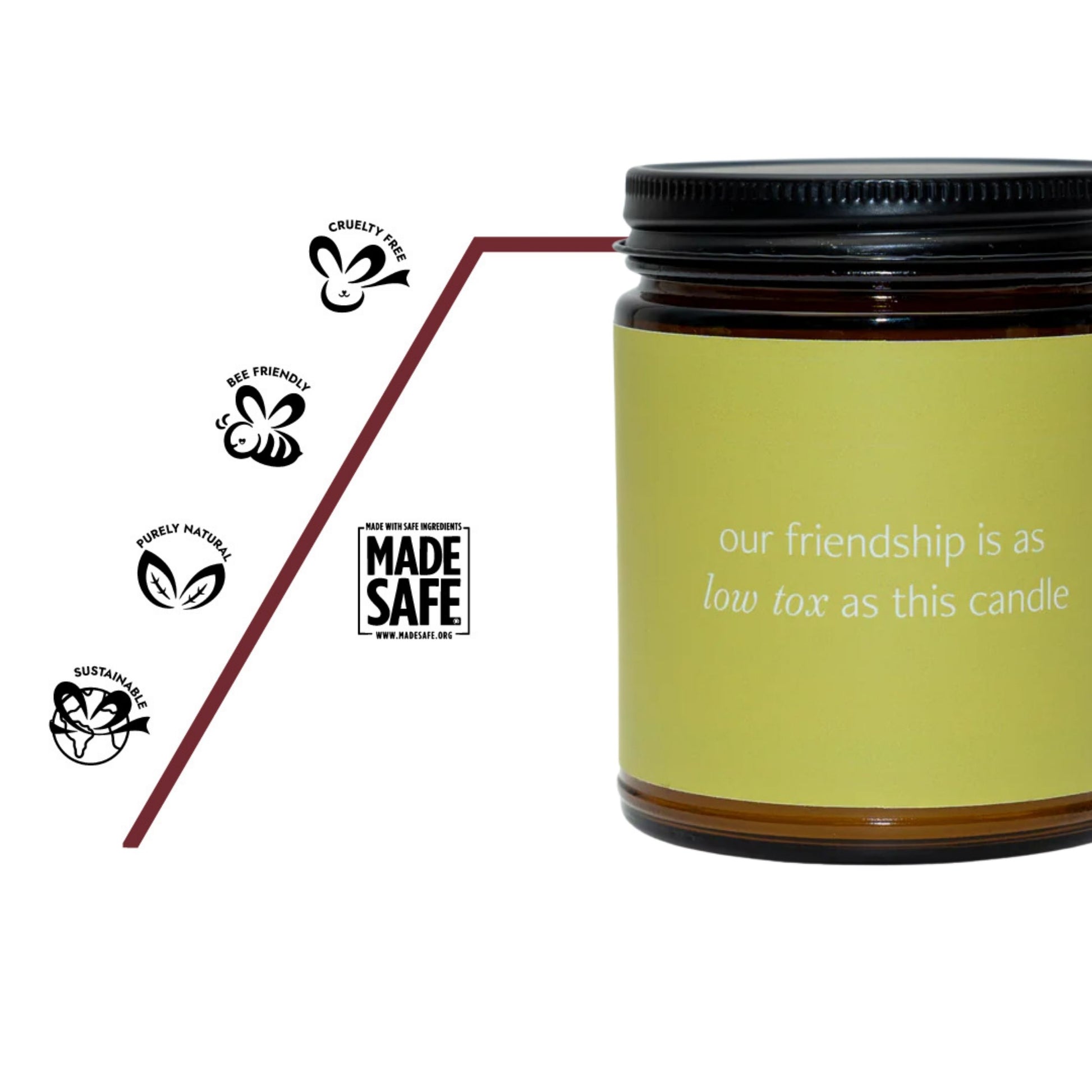 Low Tox Friendship Duftkerze Made Safe®‑Zertifiziert für natürliche, non-toxic Inhaltsstoffe