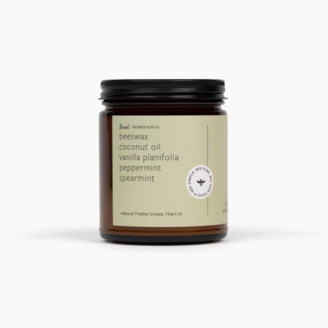 Rückseite der Fontana Candle Vanille-Mint Kerze mit 3-4 ausgewählten Incis