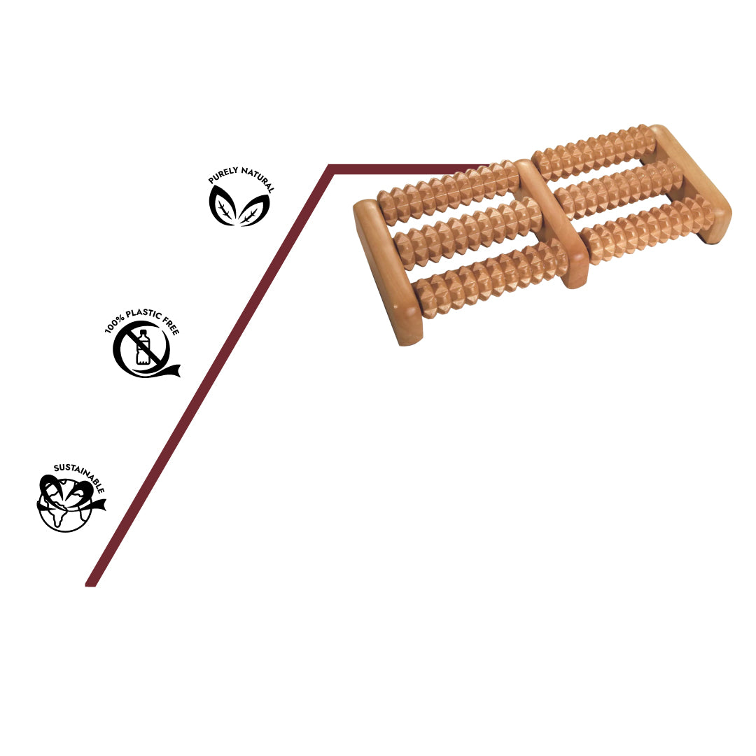 Nachhaltiger Fuß-Massage-Roller aus Lotusholz – plastikfrei, naturbelassen und ideal für tägliche Entspannungsrituale.