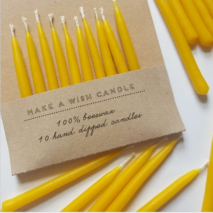 Traditionell von Hand getauchte Geburtstagskerzen aus 100 % reinem Bienenwachs, ohne künstliche Zusätze
