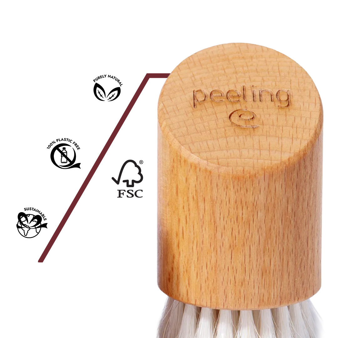 Gesichtsbürste aus Buchenholz – aktiviert Zellerneuerung, glättet Haut und sorgt für straffe, gesunde Gesichtshaut.