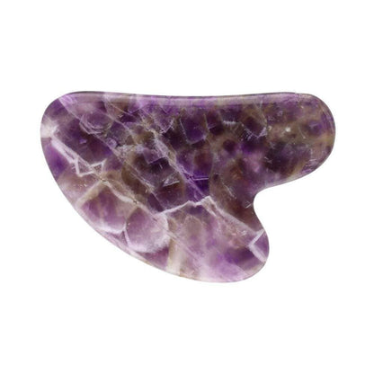 Gua Sha aus echtem lila Amethyst – natürliches Lifting, Anregung von Durchblutung und Lymphfluss für Gesicht, Hals und Dekolleté.