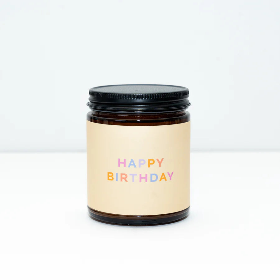 Happy Birthday Pure Vanilla Kerze ohne Deckel, schadstofffreie Duftkerze mit natürlichen Inhaltsstoffen