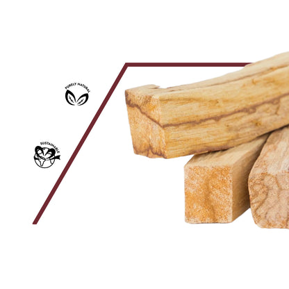 Nachhaltig geerntetes Palo-Santo-Holz mit zertifizierter Herkunft, naturbelassen und frei von Chemikalien.