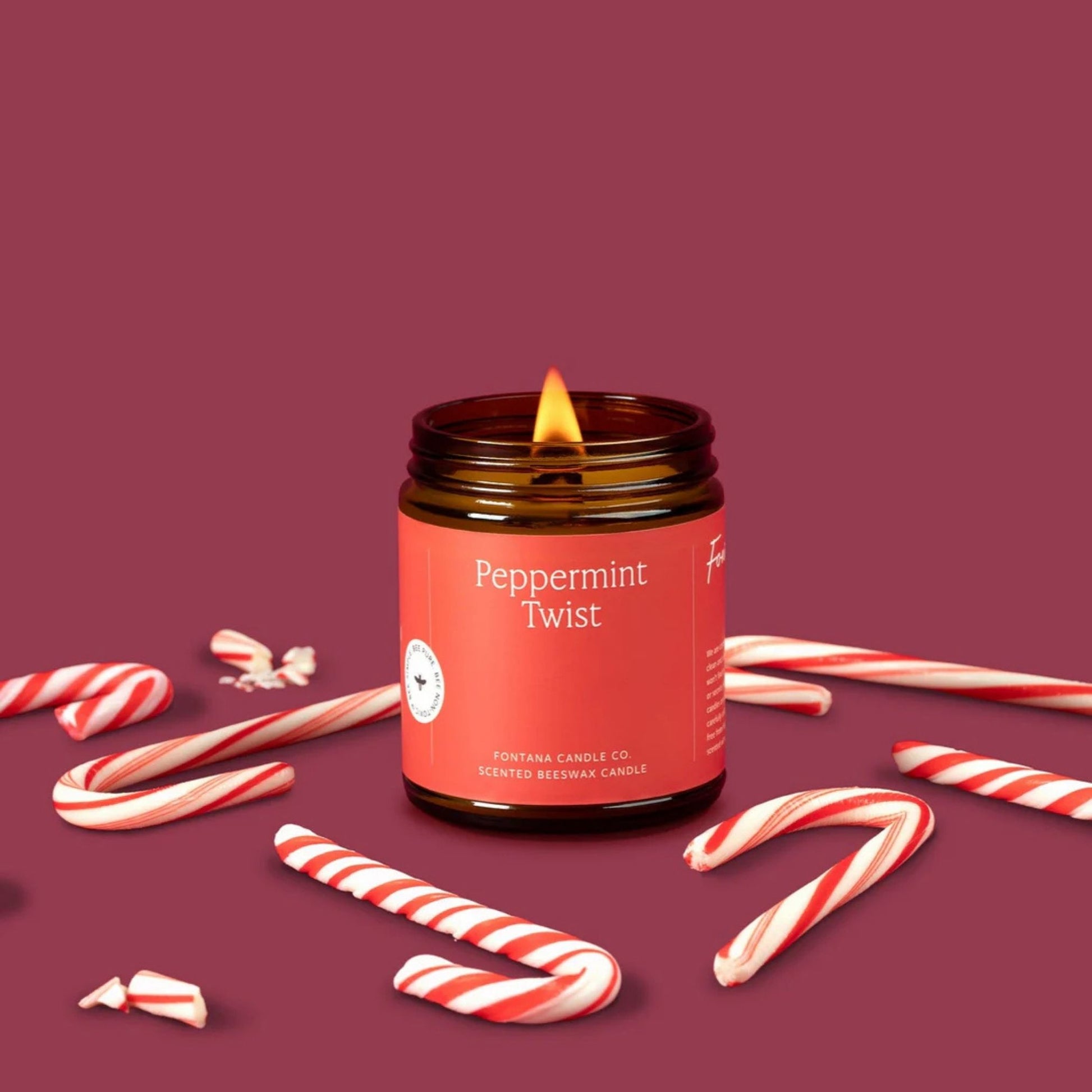 Peppermint Aroma Kerze im Braunglas, ätherische Öle, natürliche Aromatherapie