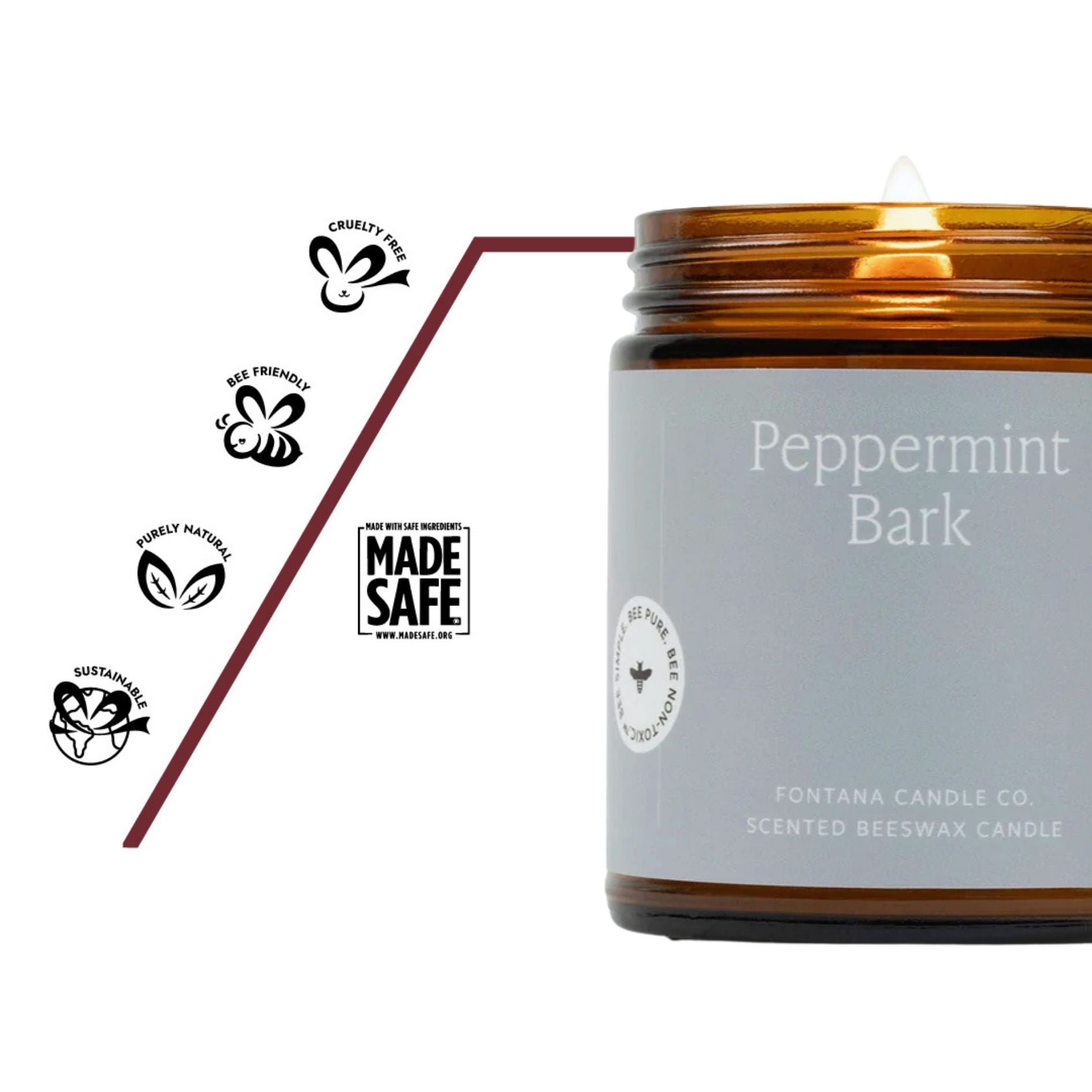 Peppermint Vanille Aroma Kerze, nachhaltig verpackt, MADE SAFE zertifiziert, natürlich, ungiftig, frei von Paraffin, sicher für Zuhause.