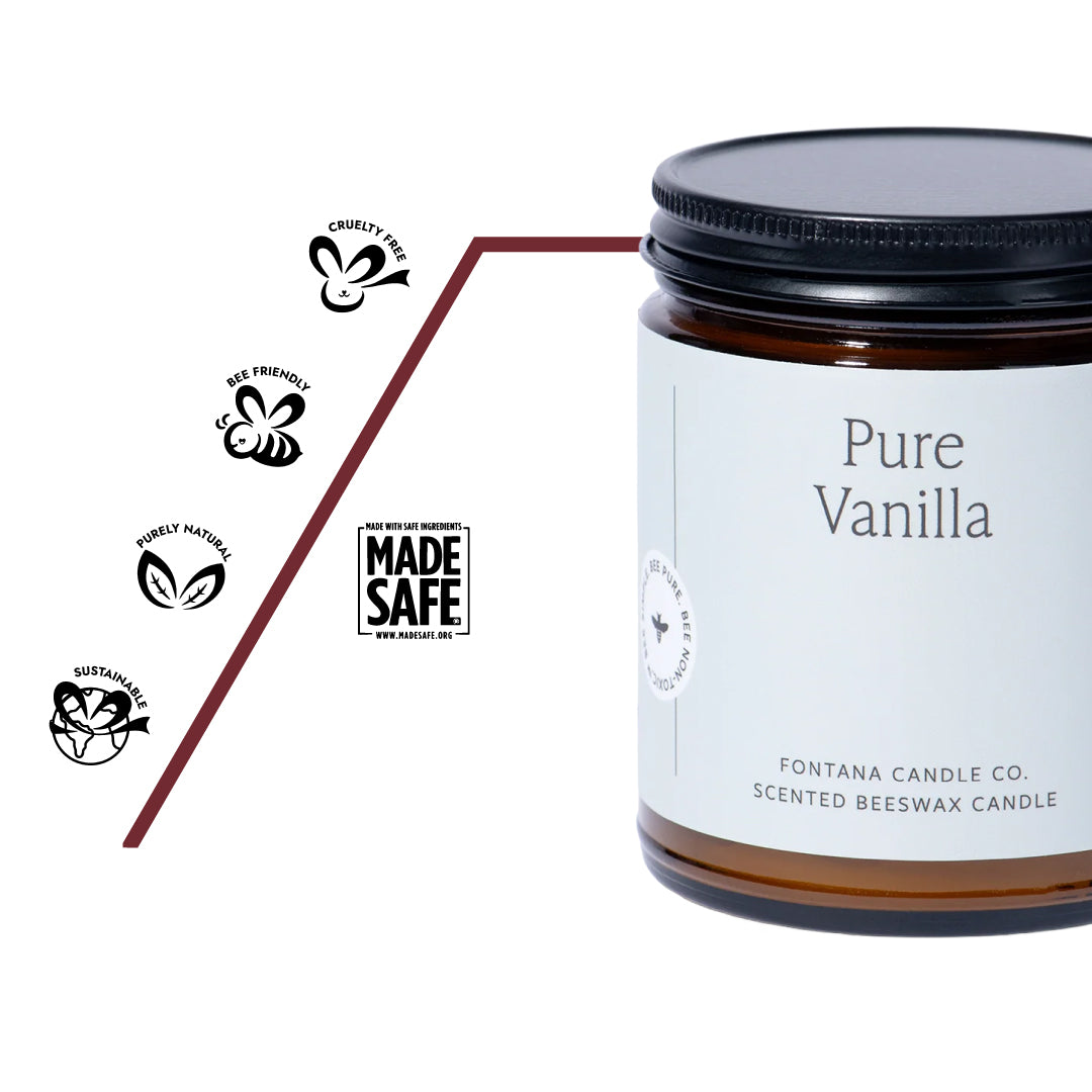 Pure Vanilla Duftkerze Made Safe®‑Zertifiziert für non-toxic und schadstofffreie Inhaltsstoffe