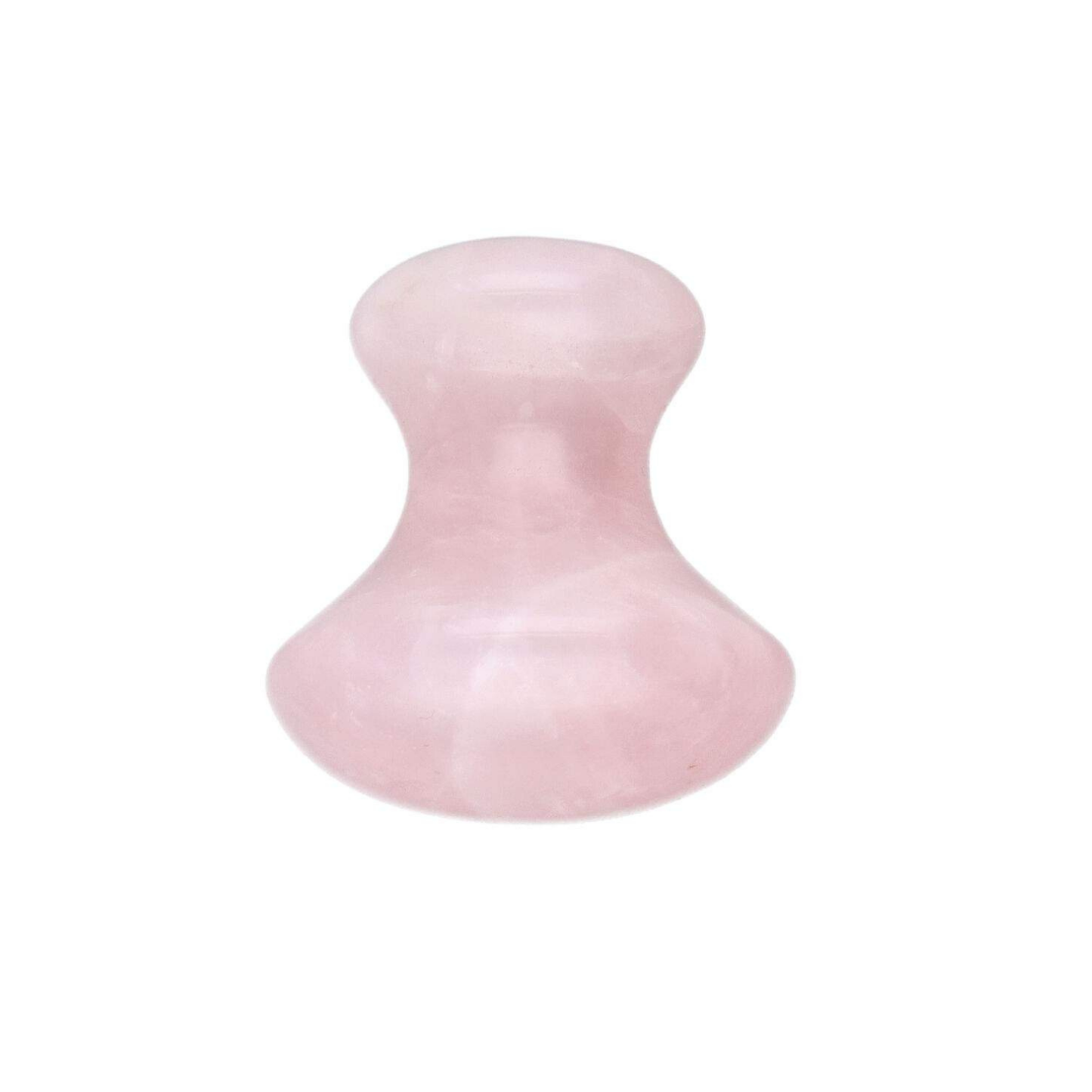 Rosenquarz Gua Sha Pilz für die sanfte Massage der Augenpartie in Frontansicht Naturshop.