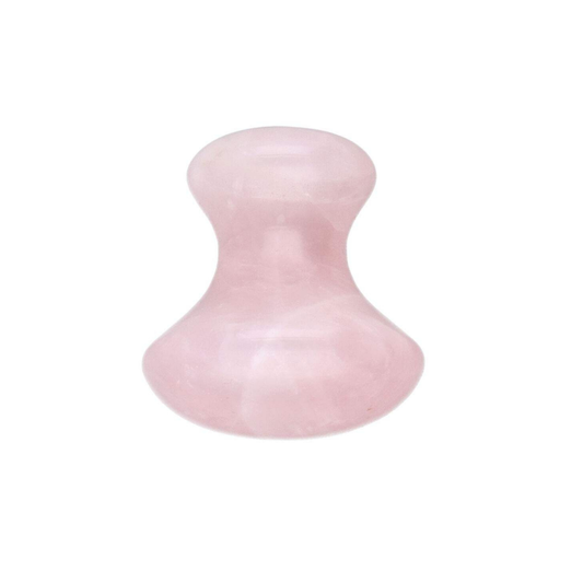 Rosenquarz Gua Sha Pilz für die sanfte Massage der Augenpartie in Frontansicht Naturshop.