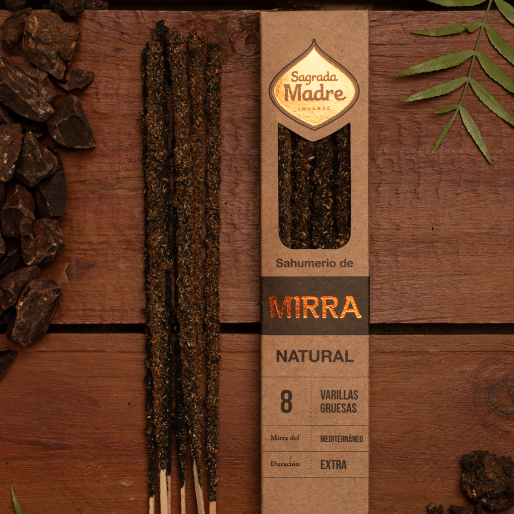100 % vegane Myrrhe-Räucherstäbchen, frei von Kinderarbeit, synthetischen Zusätzen und künstlichen Duftstoffen