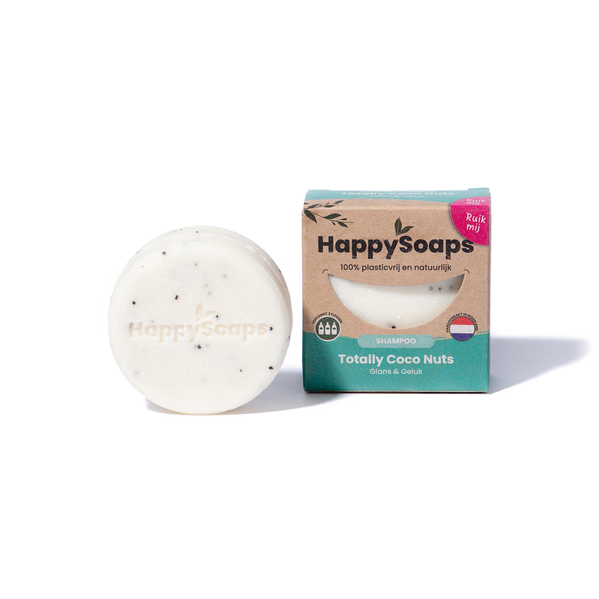 Plastikfreie Shampoo Bar Totally Coco Nuts – handgemacht in den Niederlanden, biologisch abbaubar und sanft zur Kopfhaut.