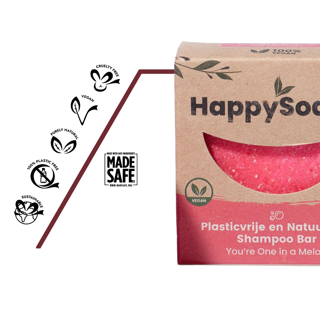 Nachhaltige Shampoo-Bar – vegan, plastikfrei verpackt, handgefertigt und biologisch abbaubar.