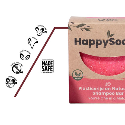 Nachhaltige Shampoo-Bar – vegan, plastikfrei verpackt, handgefertigt und biologisch abbaubar.